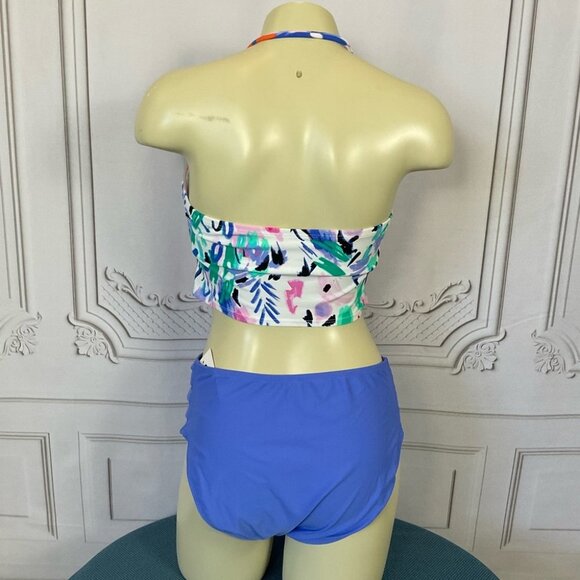 SO Size Large Juniors 2 Piece Swimsuit Halter Midkini High Waist Bottom New - Picture 3 of 8